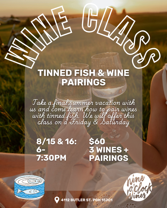 8/15 6-7PM SUMMER CLASS: Tinned Fish & Wine Pairings (Friday)