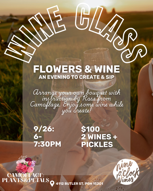 9/26 6-7:30PM SUMMER CLASS: Flowers & Wine, an Evening to Create & Sip